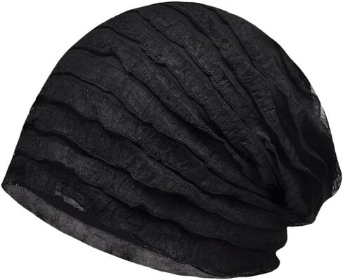 Fashion Ruffle Beanie Hat Breathable Skullies Bonnet Cap Slouchy Chemo Beanies Sleep Headwear Caps in Saudi Arabia