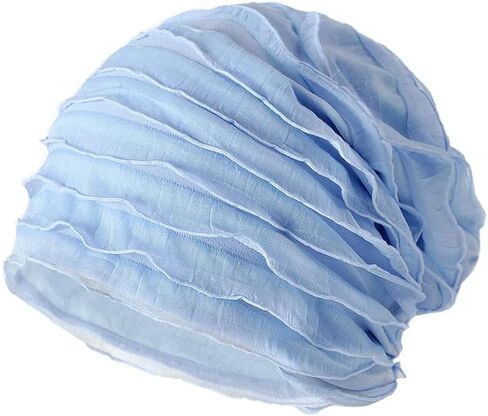 Fashion Ruffle Beanie Hat Breathable Skullies Bonnet Cap Slouchy Chemo Beanies Sleep Headwear Caps in Saudi Arabia