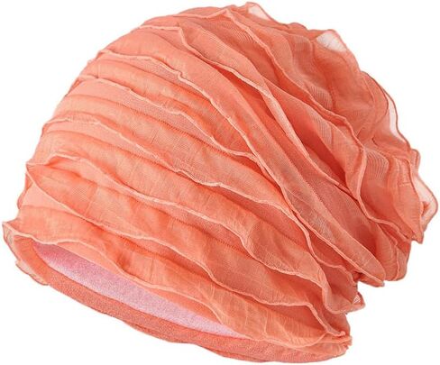 Fashion Ruffle Beanie Hat Breathable Skullies Bonnet Cap Slouchy Chemo Beanies Sleep Headwear Caps in Saudi Arabia