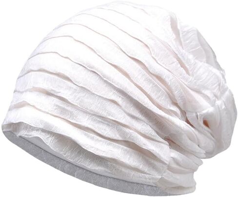 Fashion Ruffle Beanie Hat Breathable Skullies Bonnet Cap Slouchy Chemo Beanies Sleep Headwear Caps in Saudi Arabia