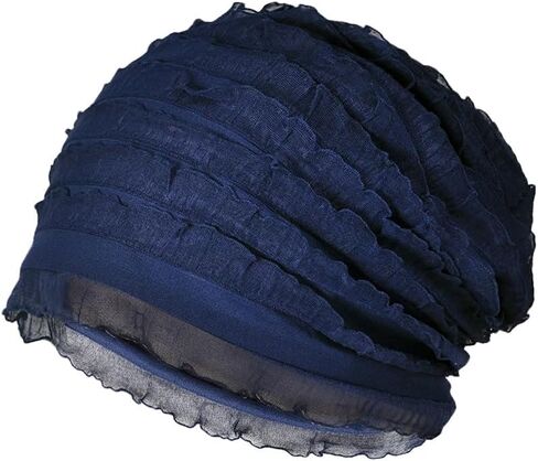 Fashion Ruffle Beanie Hat Breathable Skullies Bonnet Cap Slouchy Chemo Beanies Sleep Headwear Caps in Saudi Arabia