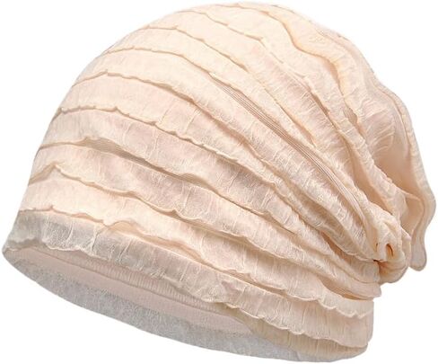 Fashion Ruffle Beanie Hat Breathable Skullies Bonnet Cap Slouchy Chemo Beanies Sleep Headwear Caps in Saudi Arabia