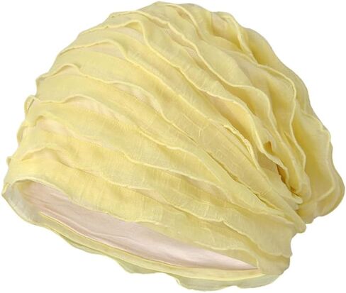 Fashion Ruffle Beanie Hat Breathable Skullies Bonnet Cap Slouchy Chemo Beanies Sleep Headwear Caps in Saudi Arabia