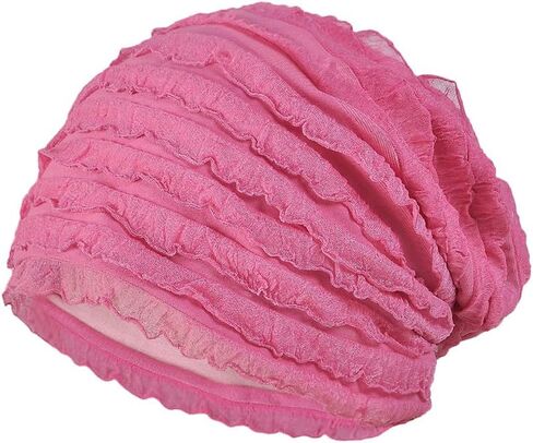 Fashion Ruffle Beanie Hat Breathable Skullies Bonnet Cap Slouchy Chemo Beanies Sleep Headwear Caps in Saudi Arabia