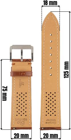 Genuine Leather Watch Band, Breathable Biocomfort Perforated Strap, Quick Release, Replacement Strap for Men & Women - Padded & Stitched, Unisex,Gift in Saudi Arabia