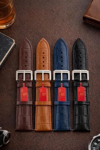 Genuine Leather Watch Band, Breathable Biocomfort Perforated Strap, Quick Release, Replacement Strap for Men & Women - Padded & Stitched, Unisex,Gift in Saudi Arabia