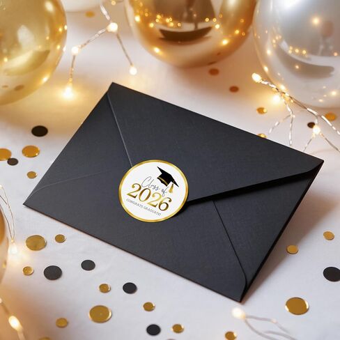Graduation Stickers Class of 2026 Gold Foil Graduation Cap Stickers 1.75 Inch 60PCS Grad Sticker Round Congrats Graduate Labels for Envelope Seals Cards Announcements Party Favors (Gold) in Saudi Arabia