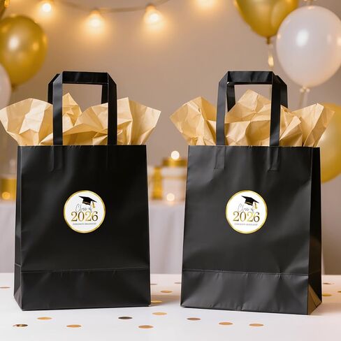 Graduation Stickers Class of 2026 Gold Foil Graduation Cap Stickers 1.75 Inch 60PCS Grad Sticker Round Congrats Graduate Labels for Envelope Seals Cards Announcements Party Favors (Gold) in Saudi Arabia