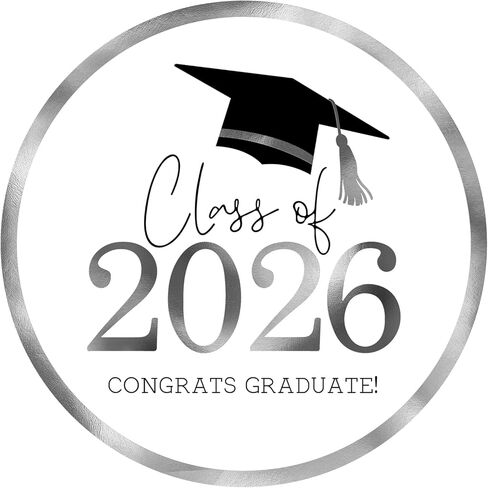 Graduation Stickers Class of 2026 Gold Foil Graduation Cap Stickers 1.75 Inch 60PCS Grad Sticker Round Congrats Graduate Labels for Envelope Seals Cards Announcements Party Favors (Gold) in Saudi Arabia