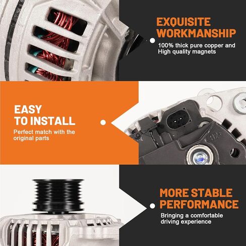 RE529377 Tractor Alternator 12V/70A Fits for John Deere Loader Tractor Skid Steer Models 244J 304J 313 315 328 CT315 4120 5065M 6100D Replaces RE509648 0124315030 0124315042 SE501831 AL5057N in Kuwait