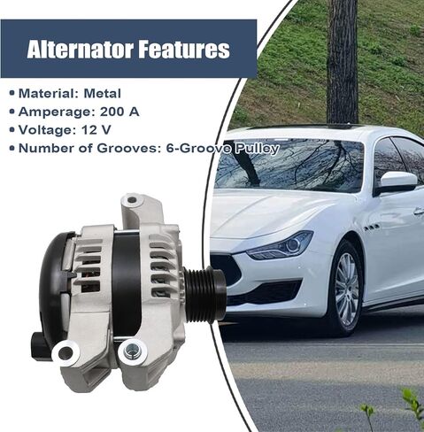 FZJDSD Alternator 200A 12V 30318724485 Compatible with Maserati Ghibli 3.0L 2014-2019 Quattroporte 3.0L 2013-2019 Replace 28996424485 6-Groove Pulley in Saudi Arabia