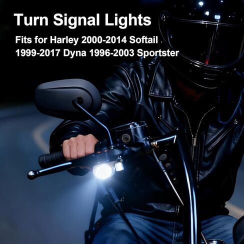MoKitDora LED إشارات الانعطاف الأمامية الصغيرة ومضات الجري الخفيفة لـ Harley 1999-2017 Dyna Street Bob Low Rider 1996-2003 Sportster 883 1200 XL 2000-2014 Softail Fat Boy Heritage Classic، العنبر in Saudi Arabia