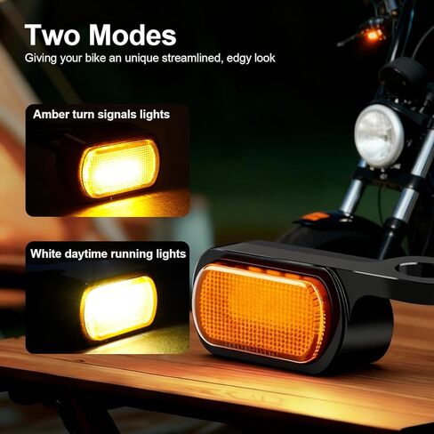 MoKitDora LED إشارات الانعطاف الأمامية الصغيرة ومضات الجري الخفيفة لـ Harley 1999-2017 Dyna Street Bob Low Rider 1996-2003 Sportster 883 1200 XL 2000-2014 Softail Fat Boy Heritage Classic، العنبر in Saudi Arabia
