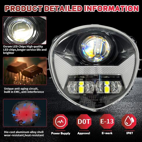 65W High Power Motorcycles LED Headlight with High Low Beam DRL Compatible with Yamaha V STAR 1300 XVS 1300CT 2007-2017 with DOT Certification Motorcycle Headlight in Kuwait