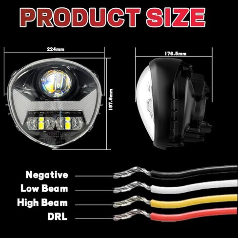 65W High Power Motorcycles LED Headlight with High Low Beam DRL Compatible with Yamaha V STAR 1300 XVS 1300CT 2007-2017 with DOT Certification Motorcycle Headlight in Kuwait