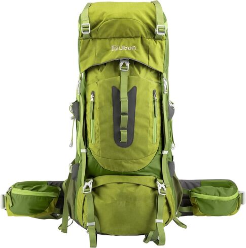 Ubon 60L Internal Frame Hiking Backpack, Rain Cover Included | Camping Backpack Made from 600d Nylon, 7-Stage Torso Fit, Air-Mesh Support, Side Access, Pole Loops, Hydration Port in Kuwait