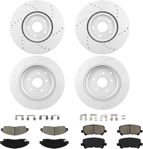 Betthand Front+Rear Brakes and Rotors Geomet 13''+13.1'' Replace for 2009-2015 Honda Pilot, 2007-2013 Acura MDX, 2010-2013 Acura ZDX, 3.5L V6, 980566+980567, 31468+31469 in Kuwait