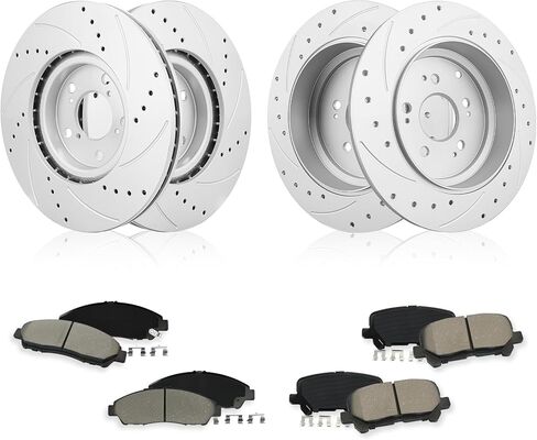 Betthand Front+Rear Brakes and Rotors Geomet 13''+13.1'' Replace for 2009-2015 Honda Pilot, 2007-2013 Acura MDX, 2010-2013 Acura ZDX, 3.5L V6, 980566+980567, 31468+31469 in Kuwait
