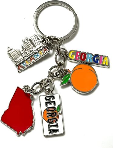 Westmon Works Georgia Keychain Metal Vacation Souvenir Key Ring with Colorful Enamel Peach Cityscape License Plate and State Map Charms in Saudi Arabia