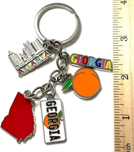Westmon Works Georgia Keychain Metal Vacation Souvenir Key Ring with Colorful Enamel Peach Cityscape License Plate and State Map Charms in Saudi Arabia