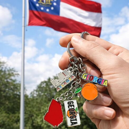 Westmon Works Georgia Keychain Metal Vacation Souvenir Key Ring with Colorful Enamel Peach Cityscape License Plate and State Map Charms in Saudi Arabia