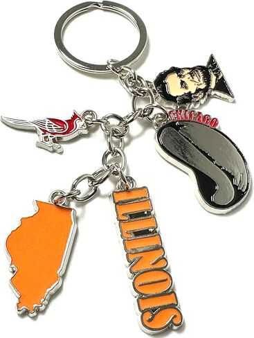 Westmon Works Illinois Keychain Metal Vacation Souvenir Key Ring with Map of State Abraham Lincoln and Name Tag Charms in Saudi Arabia