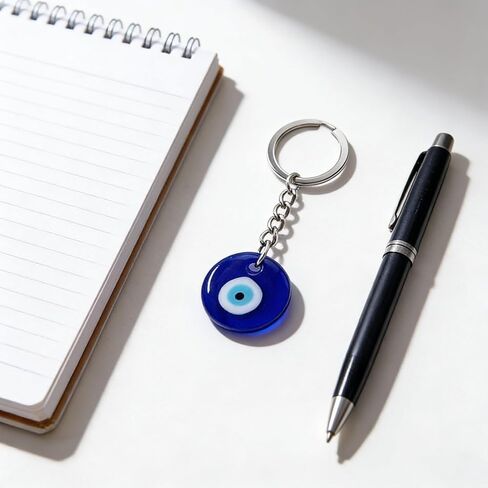 Shinypods 20 Pieces Evil Eye Turkish Blue Evil Eye Keychain Charms Handmade Nazar Amulet Charms Pendants Crafting Glass Keychain with Keyring Hanging Ornament Jewelry Accessories Amulet for Good Luck in Saudi Arabia