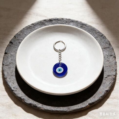 Shinypods 20 Pieces Evil Eye Turkish Blue Evil Eye Keychain Charms Handmade Nazar Amulet Charms Pendants Crafting Glass Keychain with Keyring Hanging Ornament Jewelry Accessories Amulet for Good Luck in Saudi Arabia