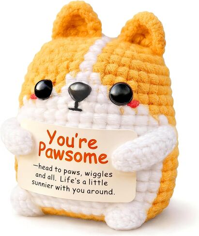 Corgi Gift for Corgi Lover, Cute Positive Animals Crochet Dog, Small Handmade Encouragement Appreciation Gift for Women Men in Kuwait