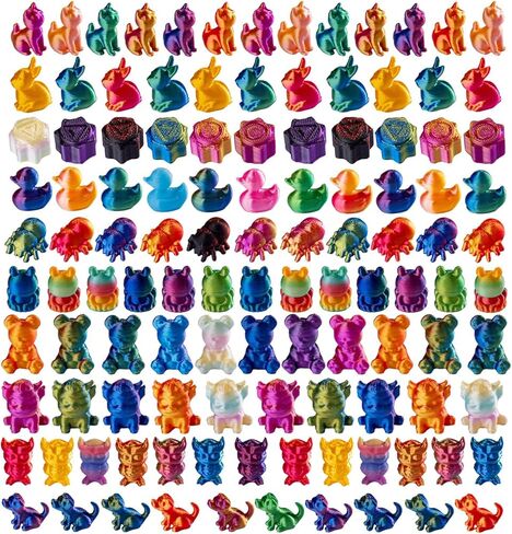 120 Pieces 3D Printed Mini Animals Set, Flexible Joints Mini Mixed Decorations, Exquisite Cute Animals for Home and Office Decoration in Kuwait