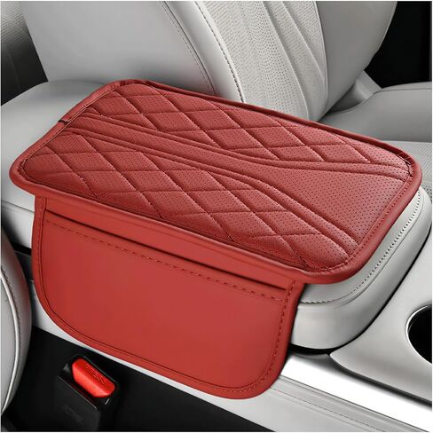 Car Center Console Cover, Leather Auto Armrest Cushion Pad with Two Storage Pockets, Waterproof Arm Rest Box Mat Protective Cover for Sedan SUV Truck, Car Accessories (Black) in Kuwait