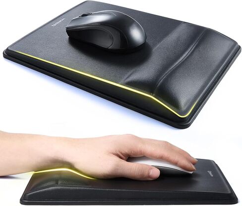 لوحة ماوس لتخفيف الآلام ودعم المعصم من يونيفو كولورز، تصميم مريح مع رغوة ذاكرة محيطية، سطح بولي يوريثان عالي الدقة، قاعدة غير قابلة للانزلاق للمكتب/الألعاب (أسود) in Kuwait