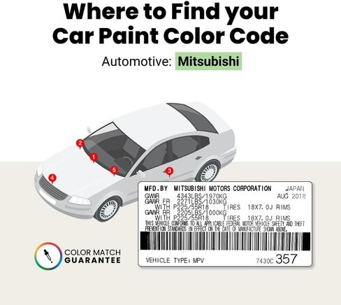 TouchUpDirect U17 Mercury Gray Metallic متوافق مع فرشاة طلاء Mitsubishi Exact Match Touch Up - مجموعة أساسية in Kuwait
