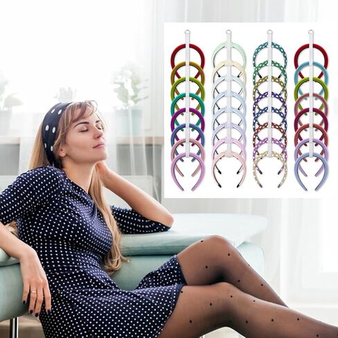 4 Pcs Headband Holder Organizer, White Hanging Wall Mounted Hairband Accessories, Hair Hoop Storage Display with 32 Total Rings for Women Girls, Bedroom Dorm Closet Decor in Kuwait