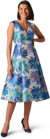 Adrianna Papell Metallic Jacquard Midi Dress, Blue Multi in Saudi Arabia