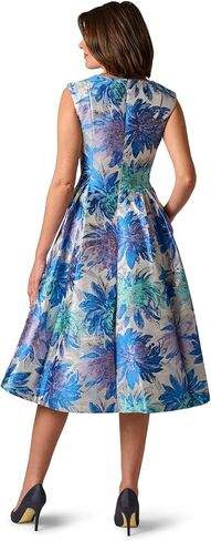 Adrianna Papell Metallic Jacquard Midi Dress, Blue Multi in Saudi Arabia