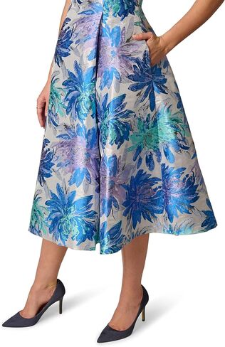 Adrianna Papell Metallic Jacquard Midi Dress, Blue Multi in Saudi Arabia