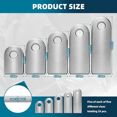 25 عبوة من Dabolang Weld على علامات تبويب ذات فتحات (ارتفاع 40/50/60/70/80 مم) مجموعات معدنية شديدة التحمل للحام وبناء الإطار والتصنيع - أقواس فولاذية ممتازة لإصلاح السيارات والمشروعات الهيكلية in Kuwait
