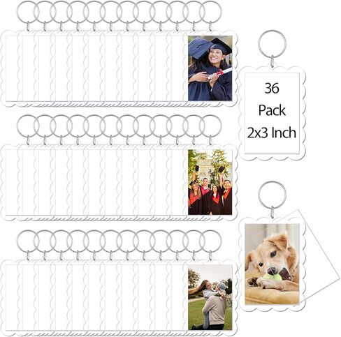 Cunno Clear Acrylic Photo Keychain Holder 2 x 3'' Photo Insert DIY Personalised Graduation Picture Collection Gifts in Saudi Arabia
