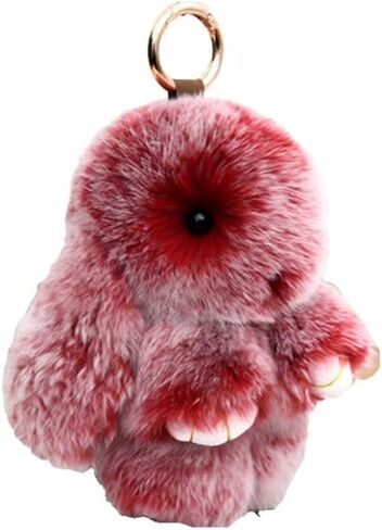 Bunny Fur Rex Rabbit Pompom Ball Doll Pendant Keychain Car Handbag Keyring in Saudi Arabia