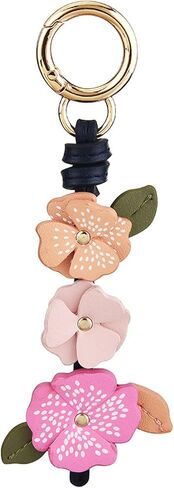 Cute Leather Flower Bag Charm for Women, Sweet Floral Keychain Car Hanging Keyring Purse Charm Decoration in Kuwait