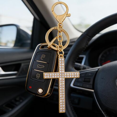 Rhinestone Cross Keychain, Faith Keychain Charm for Keys, Handbags, Backpacks in Saudi Arabia