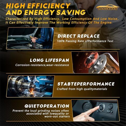 Starter Motor FIT Dodge Nitro 2010–2011 3.7L V6, Jeep Liberty 2010–2012 3.7L V6 – 12V 1.2KW 10 Teeth CW – Direct Replacement – Replace OE# 04801854AA 4801854AA in Kuwait