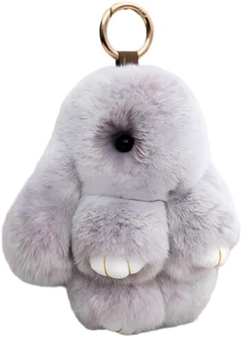 Bunny Fur Rex Rabbit Pompom Ball Doll Pendant Keychain Car Handbag Keyring in Saudi Arabia
