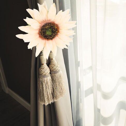 Sunflower Curtain Tiebacks Clips 2 Pack 6.29 Inch Floral Curtain Buckle Ropes for Living Room Kitchen Bedroom Window Treatment Decor in Saudi Arabia