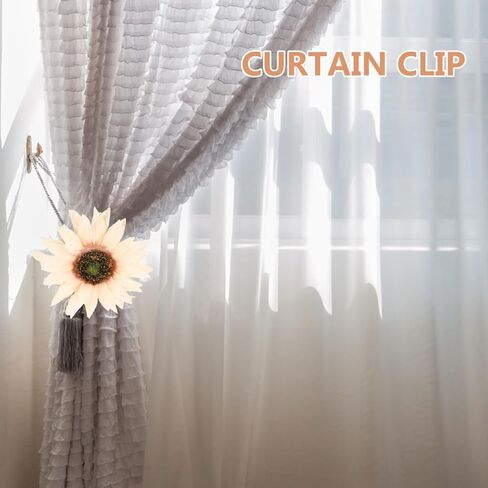 Sunflower Curtain Tiebacks Clips 2 Pack 6.29 Inch Floral Curtain Buckle Ropes for Living Room Kitchen Bedroom Window Treatment Decor in Saudi Arabia