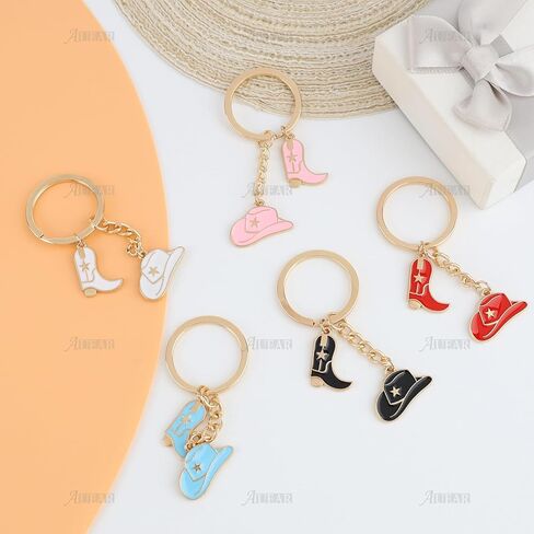 AUEAR, 5 Pack Cute Cowboy Keychain Hat Boots KeyRing Western for Bag Car in Saudi Arabia