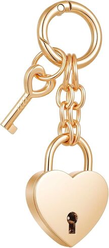 Gold Heart-Shaped Padlock Bag Charms, Gold Padlock Keychain for Women Cute Keychains Decorations Handbags Fashion Accessories Valentine Birthday Gifts in Saudi Arabia