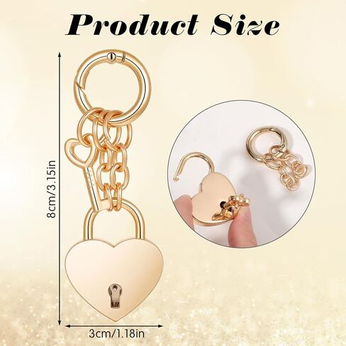 Gold Heart-Shaped Padlock Bag Charms, Gold Padlock Keychain for Women Cute Keychains Decorations Handbags Fashion Accessories Valentine Birthday Gifts in Saudi Arabia