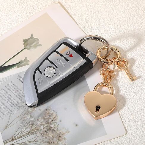 Gold Heart-Shaped Padlock Bag Charms, Gold Padlock Keychain for Women Cute Keychains Decorations Handbags Fashion Accessories Valentine Birthday Gifts in Saudi Arabia